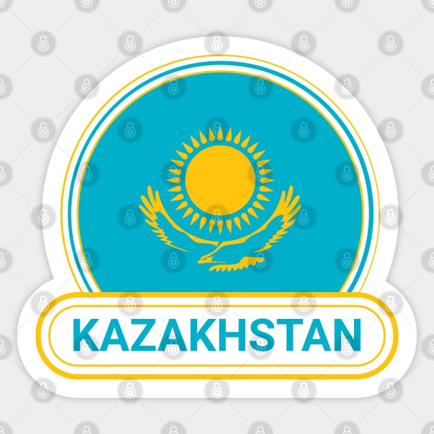Kazakhstan Country Badge - Kazakhstan Flag Sticker by Yesteeyear